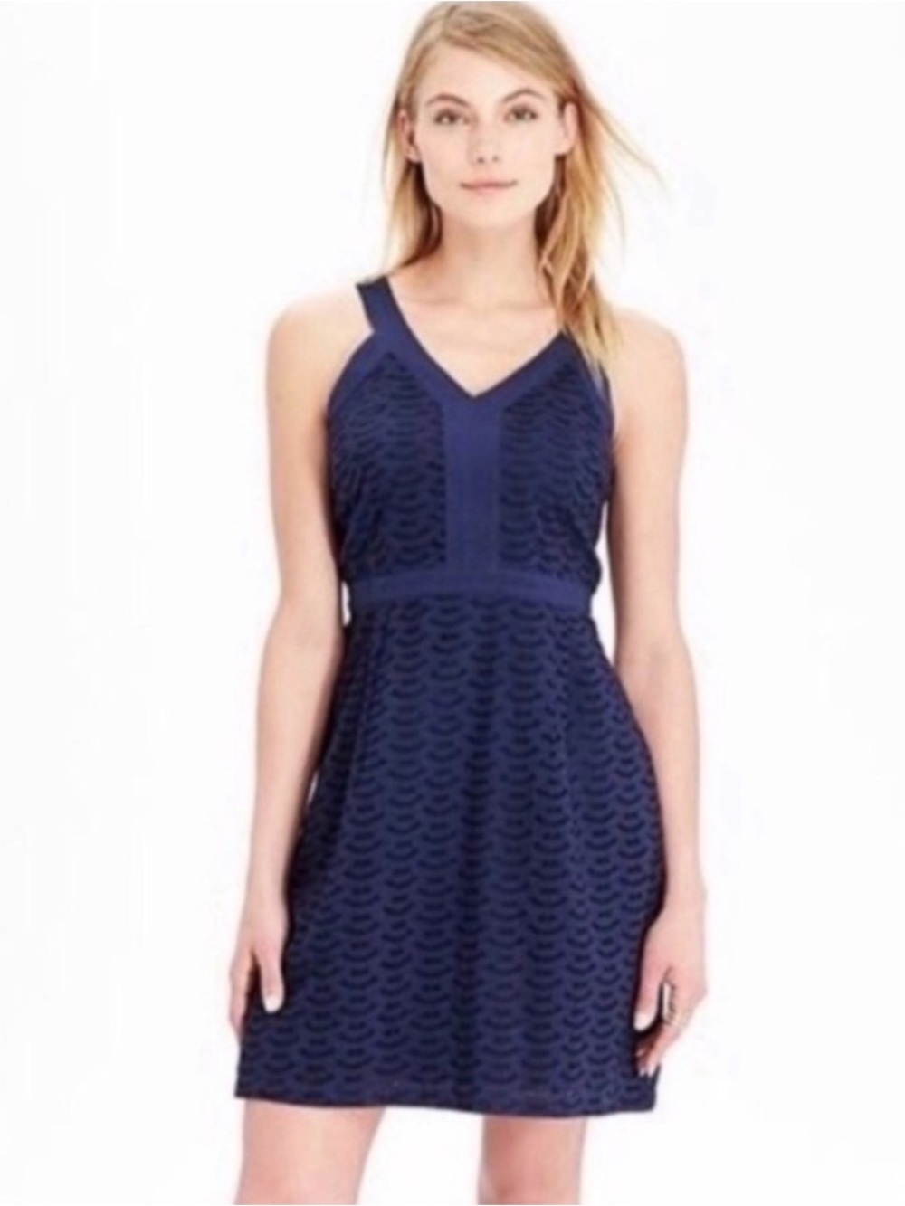 Old Navy Sleeveless Eyelet Sheath Dress Navy